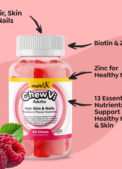 Hair Skin & Nails Gummies - Raspberry Flavour