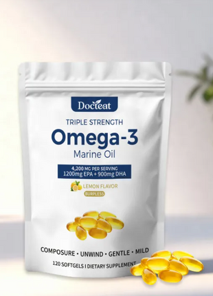 Omega 3 Marine Oil | 1200mg EPA & 900mg DHA | 120 Softgels