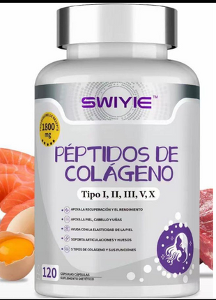 SWIYIE Collagen Peptide | Type I, II, III, V, X | 120 Capsules | Non GMO
