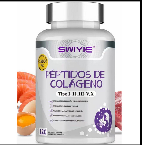 SWIYIE Collagen Peptide | Type I, II, III, V, X | 120 Capsules | Non GMO