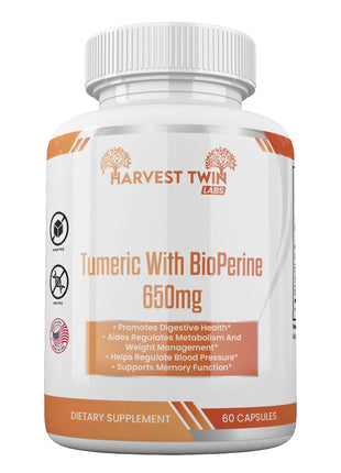 Turmeric w/BioPerin| Weight Management & Antioxidant| 650mg - 60 Capsules