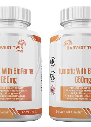 Turmeric w/BioPerin| Weight Management & Antioxidant| 650mg - 60 Capsules