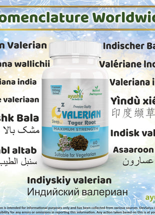 Ayushya Valerian Sleep Support |Vegan, Gluten Free, Non-GMO - 60 Capsules