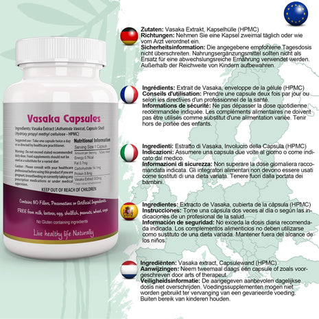 Ayushya Vasaka (Malabar Nut, Adulsa) Respiratory Support - 60 Capsules