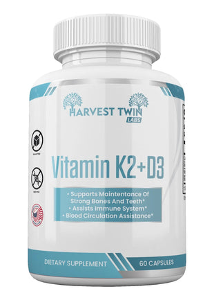 Harvest Twin Vitamin | K2 + D3 60 Capsules|  D3 & K2 Supplement