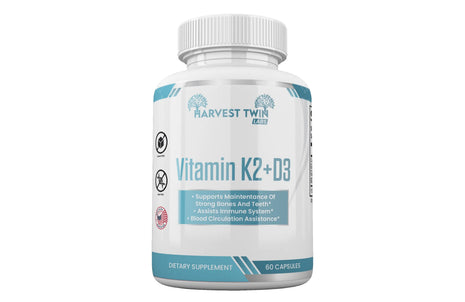 Harvest Twin Vitamin| 60 Capsules|  D3 & K2 Supplement