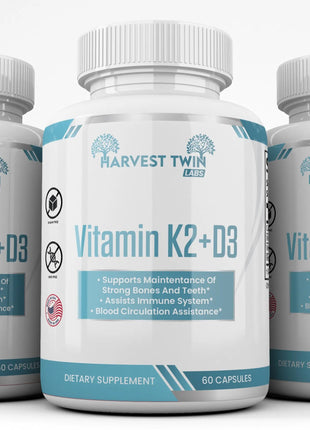 Harvest Twin Vitamin | K2 + D3 60 Capsules|  D3 & K2 Supplement