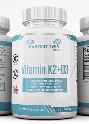 Harvest Twin Vitamin | K2 + D3 60 Capsules|  D3 & K2 Supplement