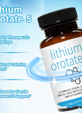 Lithium Orotate 5mg - 60 caps| Mood, brain & Nervous System Support