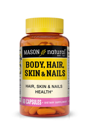 MASON NATURAL Body Hair Skin & Nails with Vitamins A E C and Biotin - Healthy Hair Skin and Nails Premium Beauty Supplement 60 Capsules