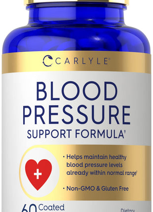 Carlyle Blood Pressure Supplements | 60 Coated Tablets | Blood Pressure Support Formula | Vegetarian Non-GMO Gluten Free
