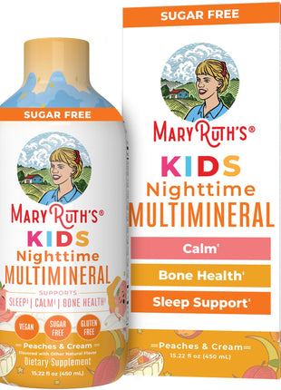Kids Liquid Nighttime Multimineral by MaryRuths | Kids Vitamins | Bone Health | Calm Calcium Magnesium Supplement | Vegan | Sugar Free | 30-180 Servings | 15.22 fl oz