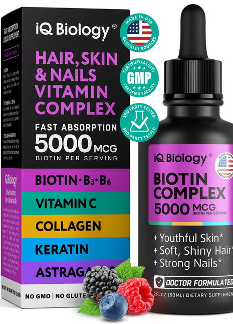 Biotin 5000mcg Drops – 80000mcg Hair Growth + Astragalus Collagen & Keratin |60 ml