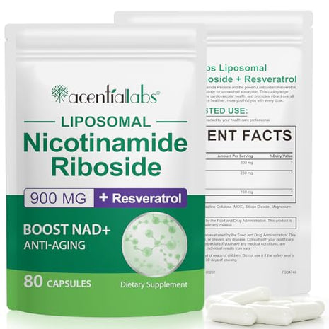NAD+ Anti Aging and Cell Regeneration 900mg | Liposomal Nicotinamide Riboside - 80 caps