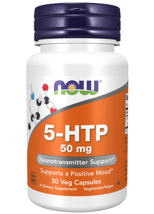 NOW Foods Supplements 5-HTP (5-hydroxytryptophan) 50 mg Neurotransmitter Support* 30 Veg Capsules