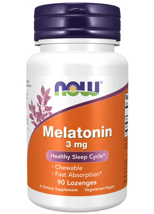 NOW Supplements Melatonin 3 mg Free Radical Scavenger* Healthy Sleep Cycle* 90 Chewable Lozenges