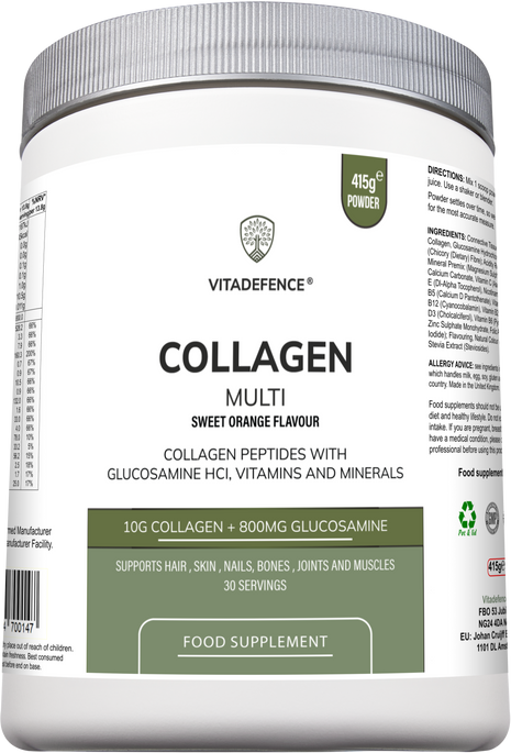 Collagen Multi | Orange Flavour Powder with Glucosamine, Vitamins & Minerals – 415 g