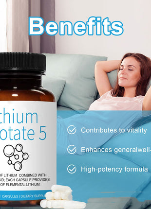 Lithium Orotate 5mg - 60 caps| Mood, brain & Nervous System Support