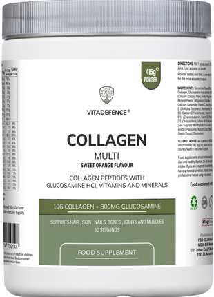 Collagen Multi | Orange Flavour Powder with Glucosamine, Vitamins & Minerals – 415 g