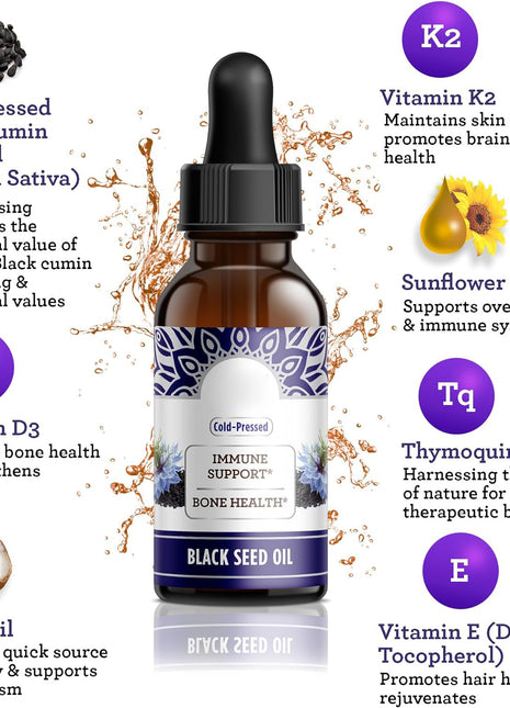 Black Seed Oil Drops-60ml |Omega 3, 6,9 + Vit D3 -K2