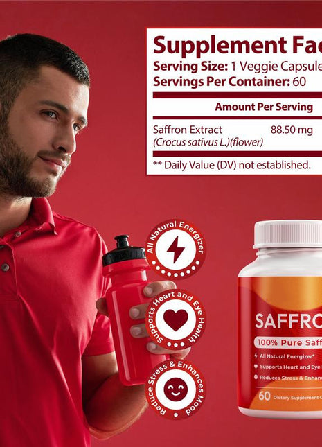 Saffron 88.5mg 60 Capsules| Mood & Stress Support | Vitamin Supplement