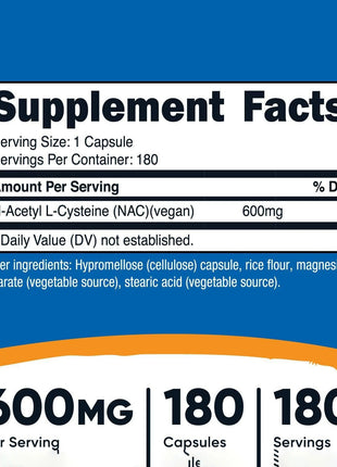 Vegan N-Acetyl L-Cysteine (NAC) 600mg – 60 / 120 / 180 Tablets