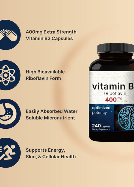 Vitamin B2 Riboflavin 400mg – 60 Caps