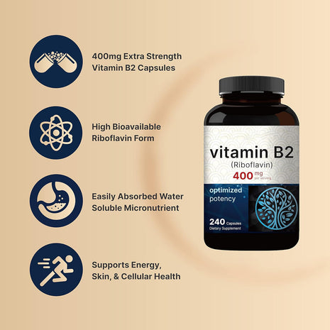 Vitamin B2 Complex | Riboflavin 400mg| 60 Caps