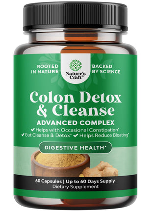 Colon Cleanser & Detox - Lactobacillus Acidophilus Probiotic Supplement Body Cleanse - Psyllium Husk Capsules Gut Health Supplement