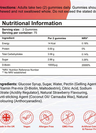 Ultra Biotin 5000mcg Vegan Gummies