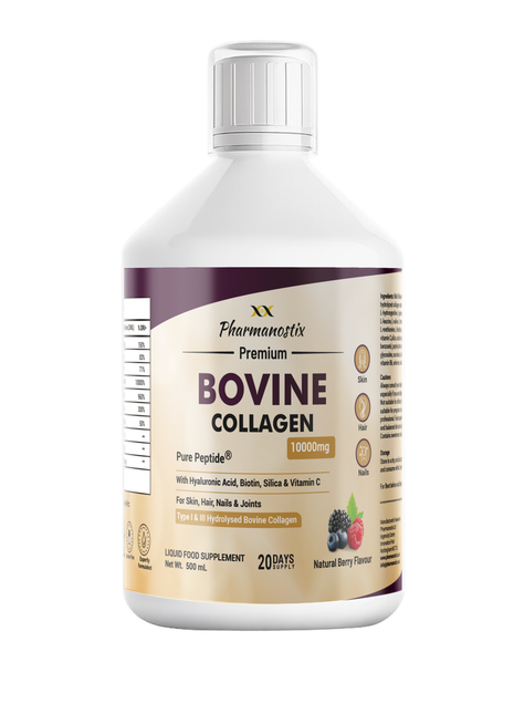 Halal Bovine Collagen Liquid Supplement, 10000mg, Natural Berry Flavour, 500ml