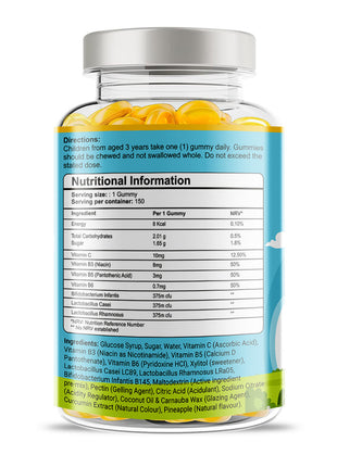 Kids Probiotics Plus Vegan Gummies - 150 Natural Pineapple Flavour
