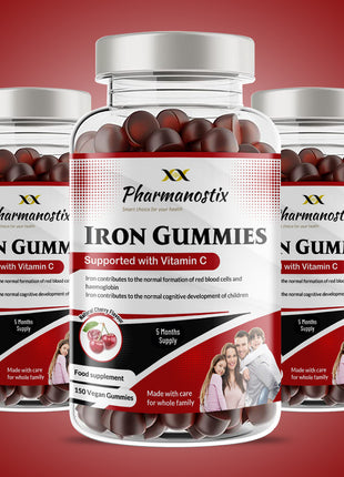 Iron & Vitamin C Vegan Gummies - 150 Natural Cherry Flavour