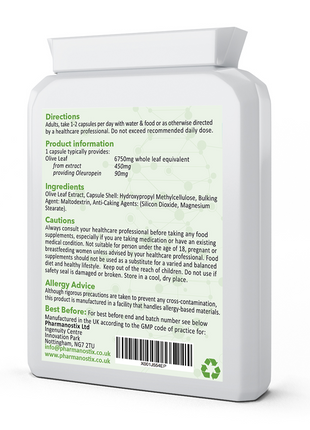Olive Leaf Extract Supplement 60 Vegan Capsules