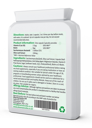 Saccharomyces Boulardii Supplement 90 Capsules