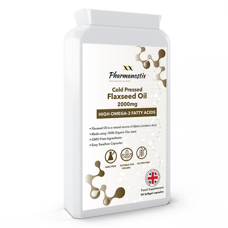 Flaxseed Oil Supplement 2000mg 90 Vegan Capsules