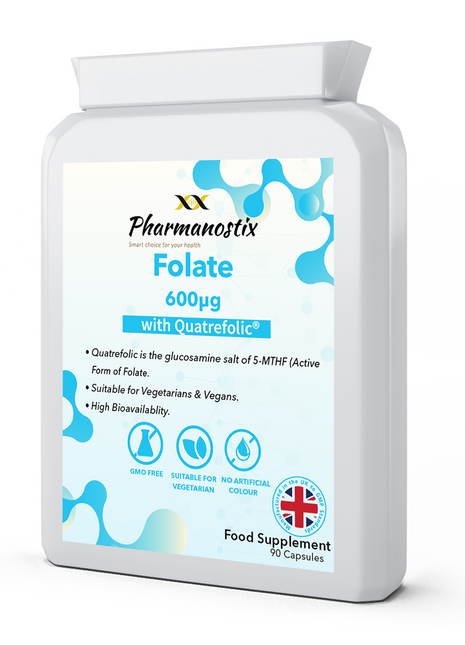 Folic Acid 600µg 90 Capsules as Quatrefolic Methyl Folate 5-MTHF Supplement